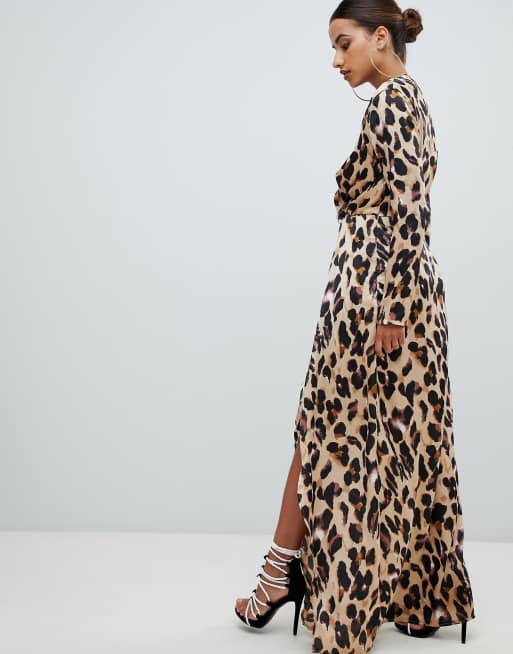 Leopard print maxi dress deals missguided