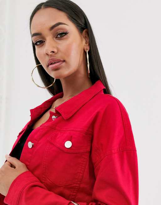 Topshop raspberry denim clearance jacket