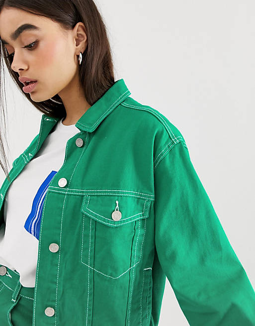 Missguided two-piece denim jacket in green
