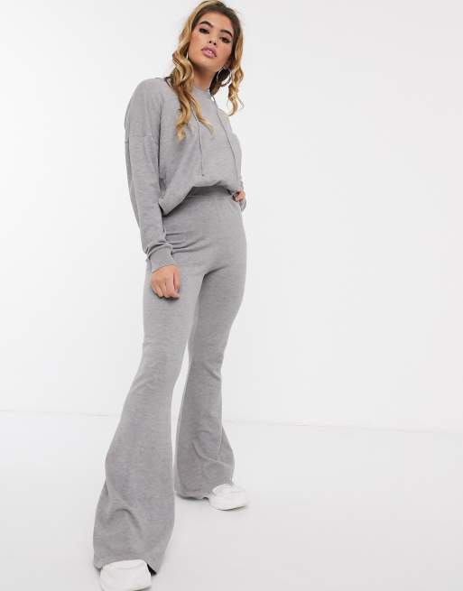 Missguided two-piece knitted flares in gray