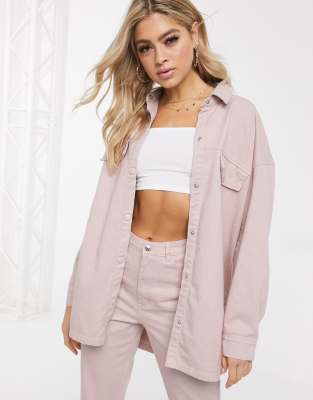 pink denim two piece