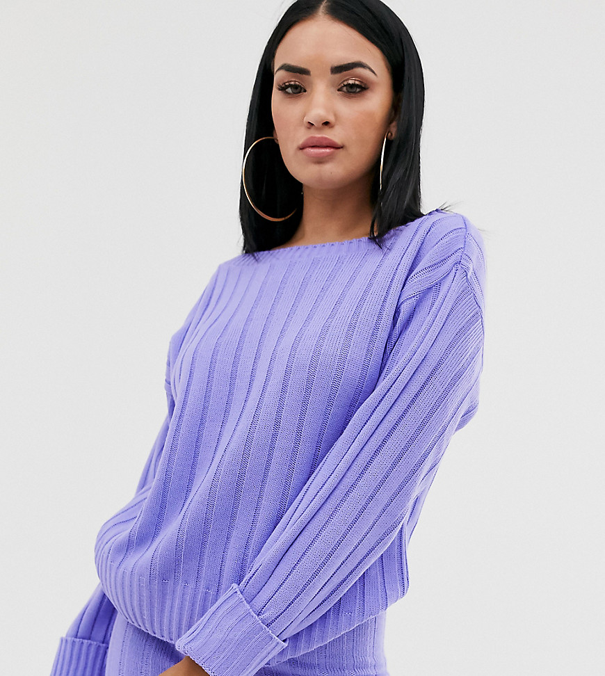 Missguided two-piece ribbed sweater in lilac-Purple
