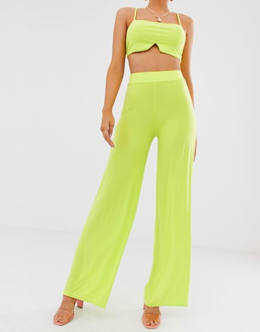 Neon wide leg clearance pants