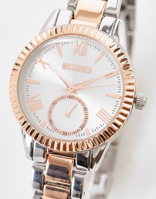 Missguided two tone silver and rose gold watch