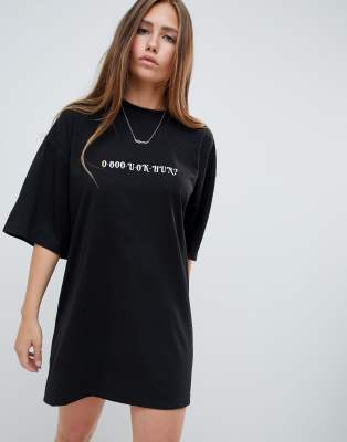 black slogan t shirt dress