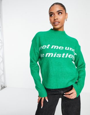 under the mistletoe sweater in green