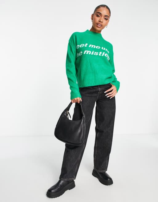 Missguided under the mistletoe sweater in green