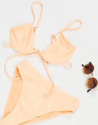 Missguided underwire bikini top in peach