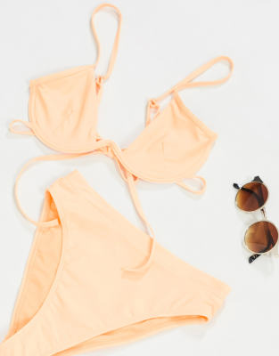 Missguided underwire bikini top in peach