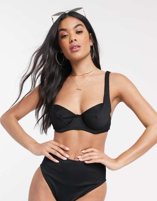 Missguided underwired bikini top in black ASOS