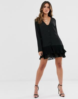 pleated hem shift dress