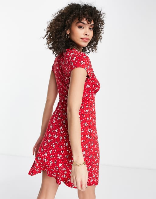 Missguided red cheap skater dress