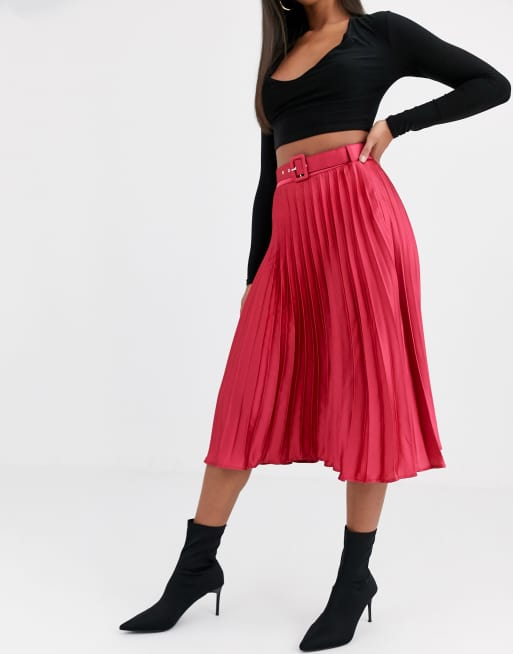 Missguided red outlet midi skirt