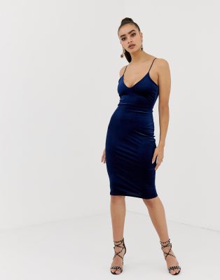 navy strappy midi dress