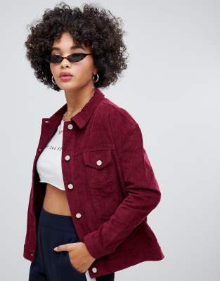 Missguided Veste camionneur en velours c tel Bordeaux ASOS