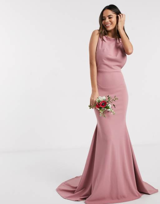 Missguided Vestito Da Damigella Scollato Dietro Cipria Asos