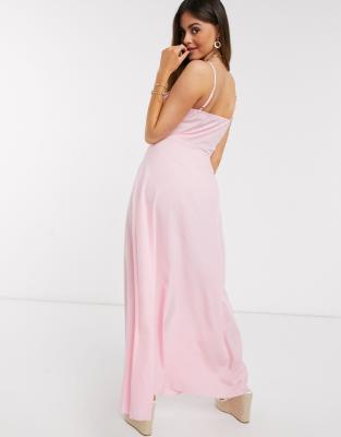 vestito lungo rosa cipria