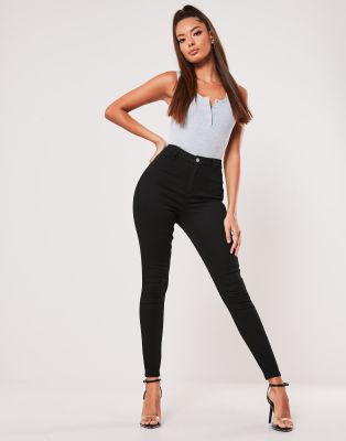 MISSGUIDED VICE HIGH WAIST SKINNY JEANS WITH BELT LOOPS IN BLACK,G1806752