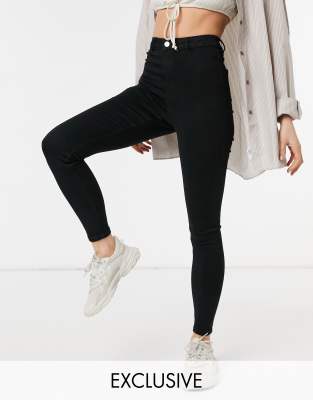 Missguided Vice High Waist Skinny Jeans With Belt Loops In Black