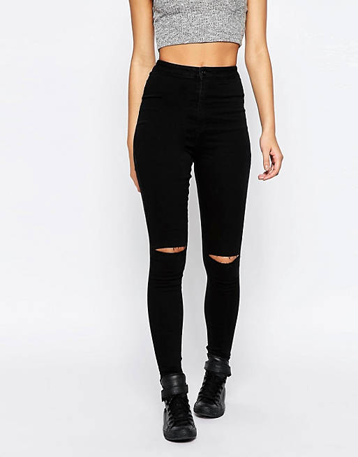 Missguided Vice High Waisted Super Stretch Ripped Knee Skinny Jean