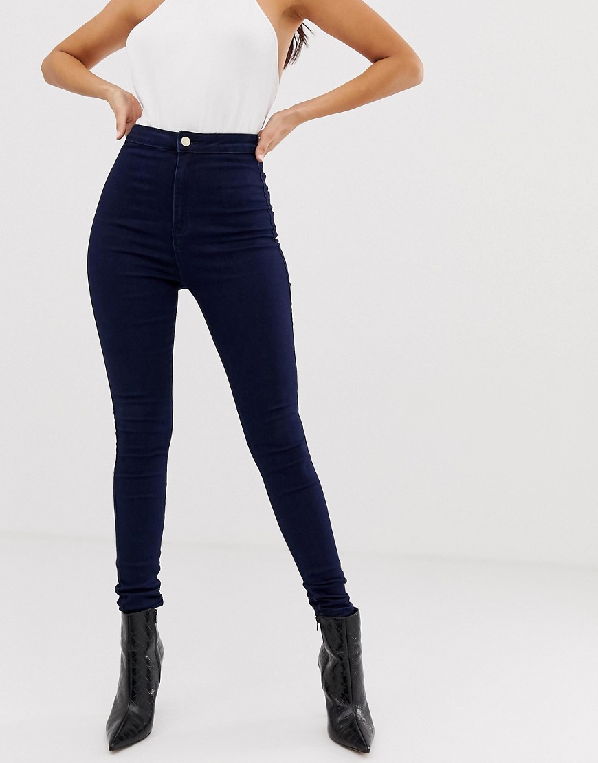 Missguided vice high waisted super stretch skinny jean in navy