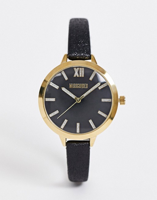 Missguided watch in black MG005BG