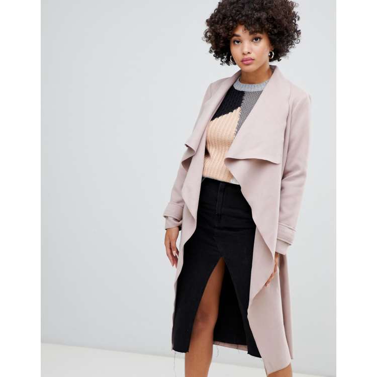 Missguided waterfall coat in camel