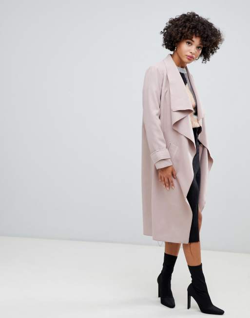 Missguided Waterfall Coat In Camel Asos