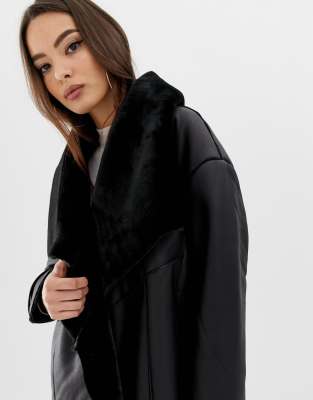 Missguided waterfall shearling jacket