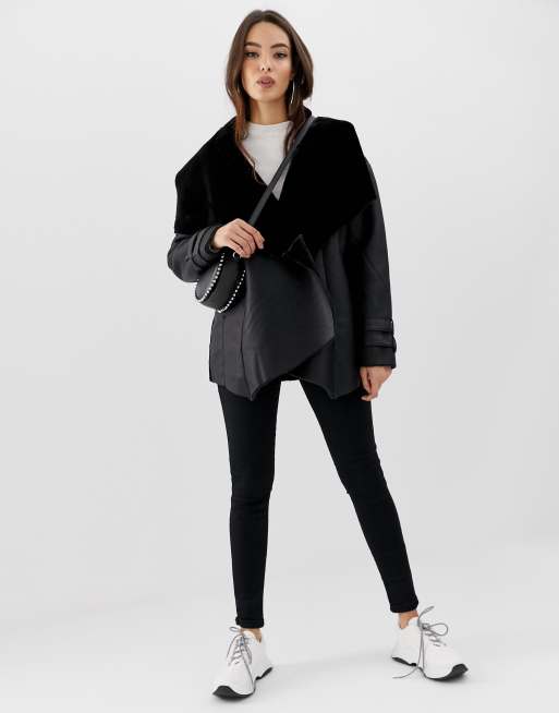 Missguided waterfall shearling on sale jacket