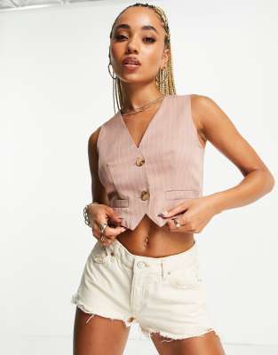 Missguided - Weste in Rosa mit Nadelstreifen