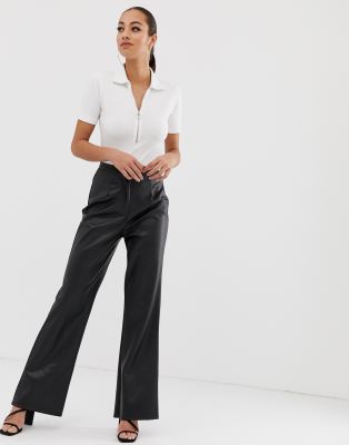 faux leather wide leg pants