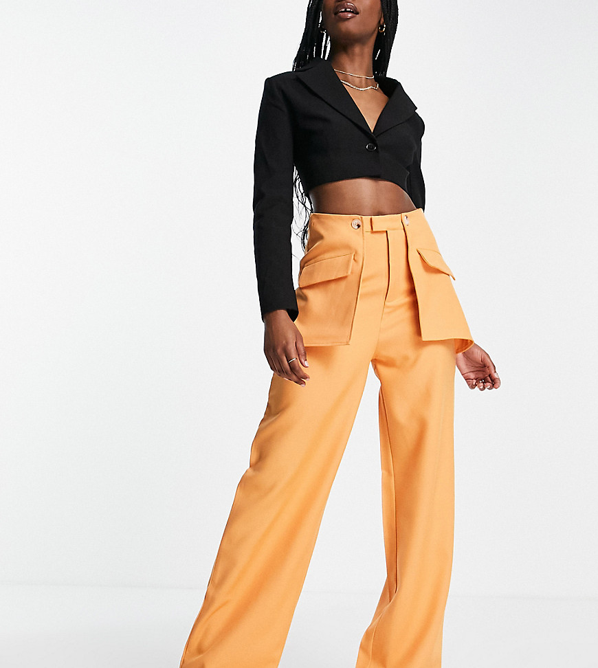 Missguided wide leg trousers with pocket detail in orange