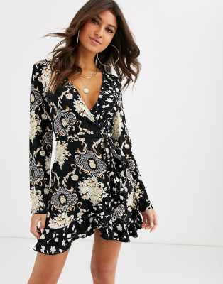 frill detail wrap dress