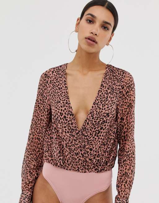 Leopard print wrap sales bodysuit