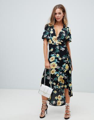 high low midi wrap dress