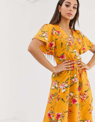 long yellow flower dress