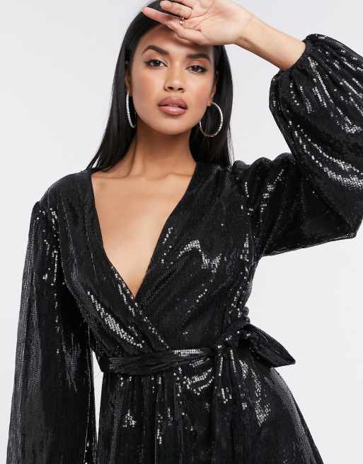 Missguided black sequin clearance dress