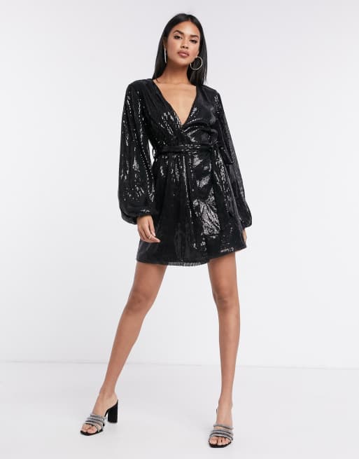 Missguided sequin 2025 wrap dress