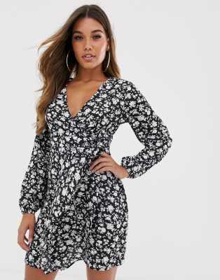 Missguided wrap side tea dress floral-Multi