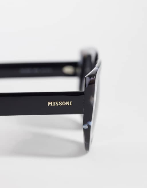 Missoni – Eckige Oversize-Sonnenbrille in Schwarz mit dunkelgrau getönten Gläsern, 2 von 3