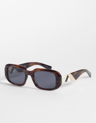 Missoni - Lunettes de soleil carrées à verres ovales gris - Marron One Size