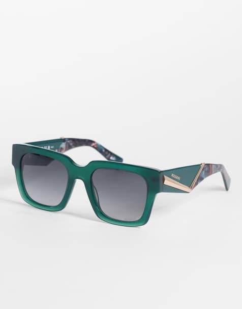 Missoni - Lunettes de soleil carrées oversize avec verres gris foncé - Vert - view 1