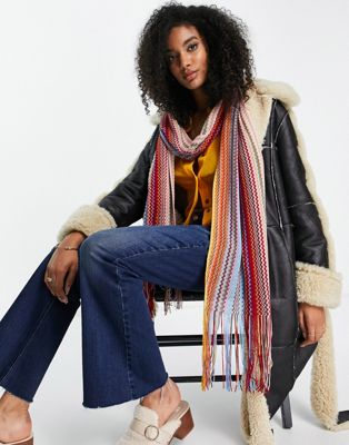 Missoni medium stripe scarf in brown multi