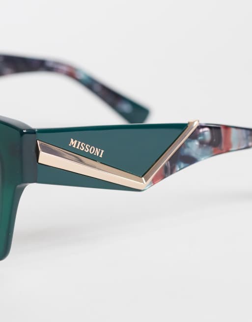 Missoni Oversized square sunglasses with dark grey shaded lenses in green - MGREEN, 2 of 3