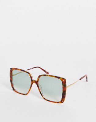 Missoni oversized sunglasses in havana tort and green lens