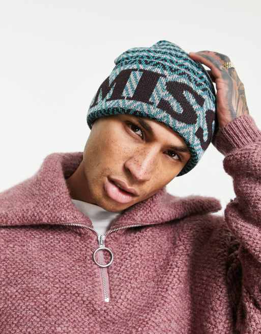 Missoni striped logo beanie in blue ASOS