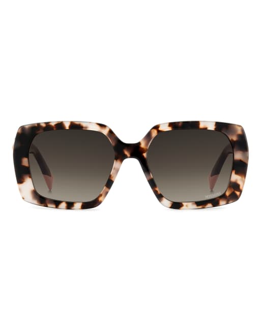 Missoni Sunglasses Bold oversized geometrical sunglasses with brown shaded lenses in multi, 2 of 6