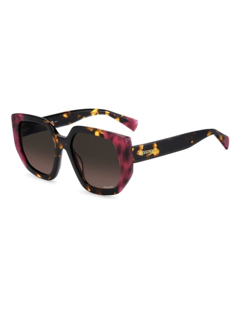 Missoni Sunglasses – Eckige Oversize-Sonnenbrille in Braun mit getönten Gläsern in Pflaume - view 1