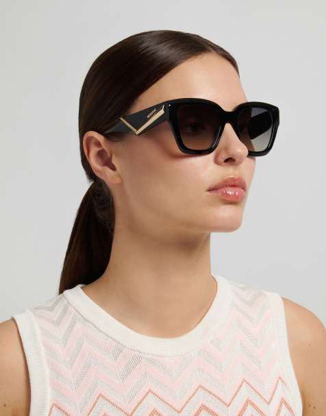 Missoni Sunglasses – Eckige Sonnenbrille in Schwarz mit grau-braun getönten Gläsern - view 1